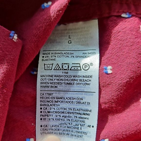 Old Navy Men's Slim Fit Red Everyday Shirt Long Sleeve Button Down Sz L‎ - Picture 8 of 10